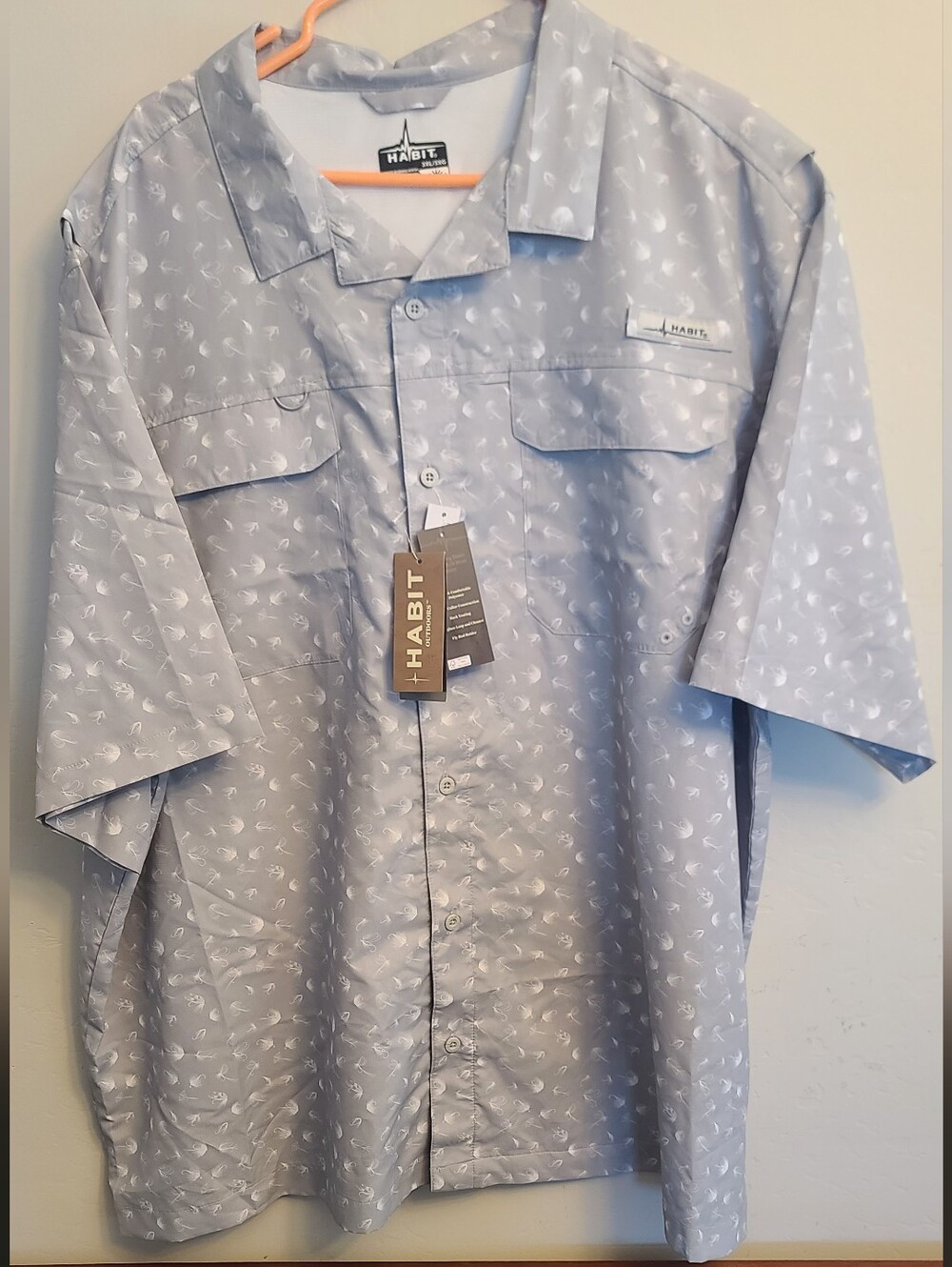 Habit Light Gray Men's Short-Sleeve Button-Down Outdoors Shirt Size 3XL